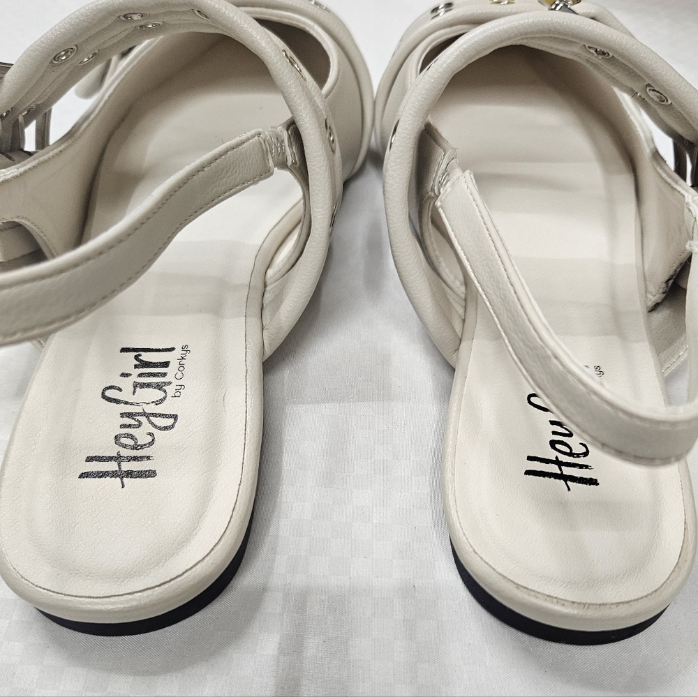 Corkys Hey Girl On The Prowl, Ivory Silver Buckle Size 9, NWOT Flats Balletcore - Picture 3 of 9